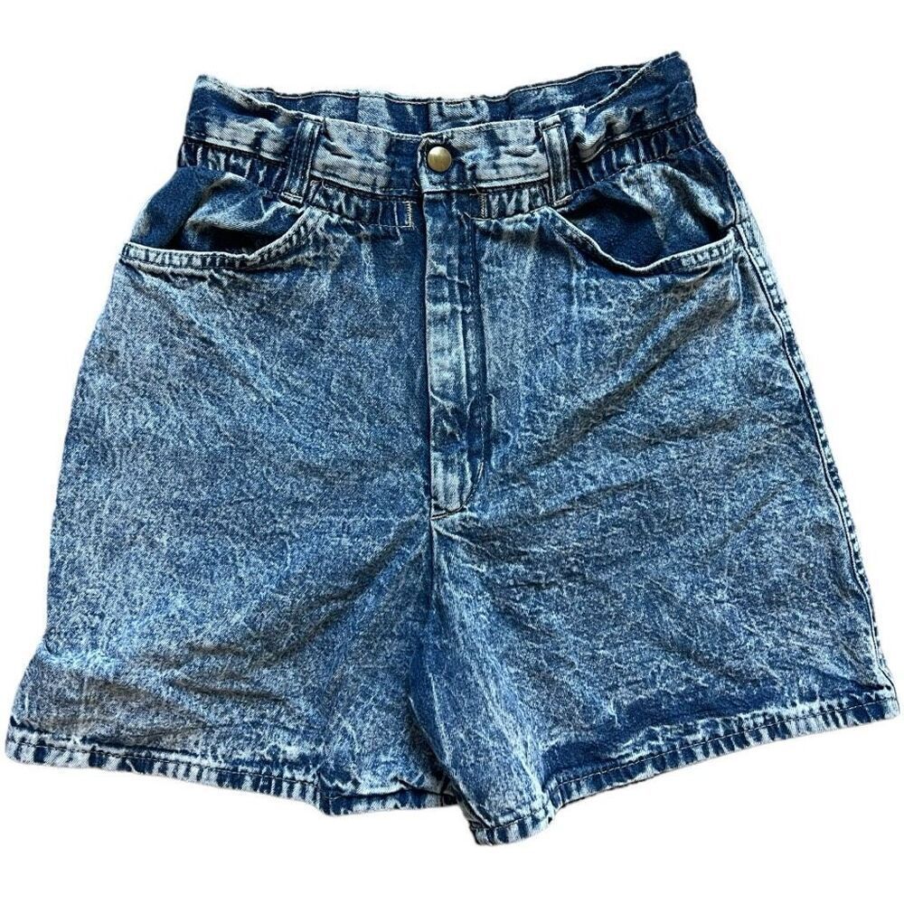 Vintage Stuffed Shirt 80s Deadstock High Waist Acid Wash Denim Jean Shorts - 7/8